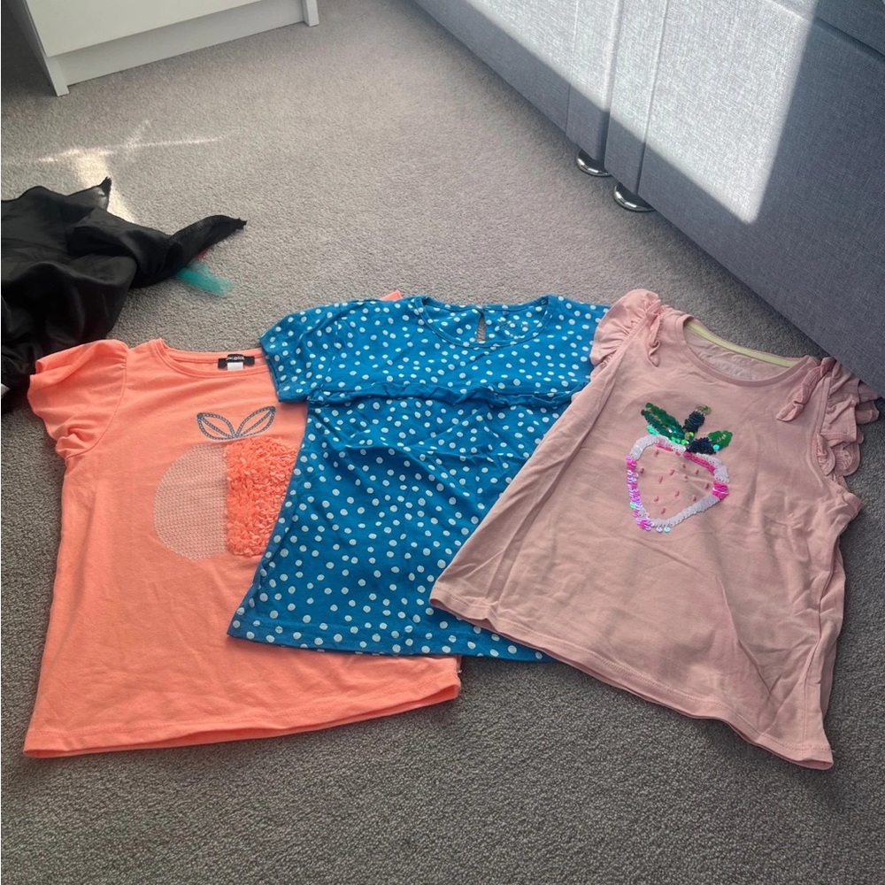 Set of Three Girls' T-Shirts with Fun Designs